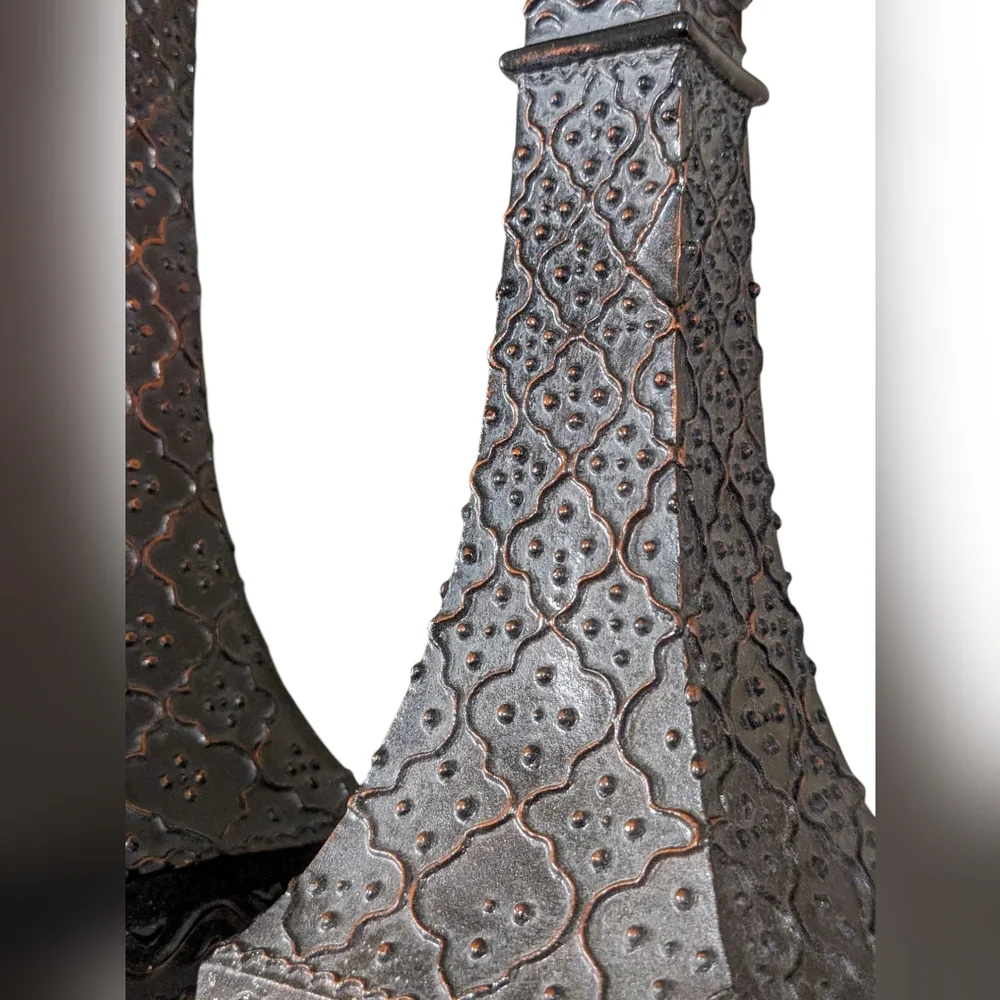 Vintage Restoration Hardware Hammered Bronze Pillar Candle Holders & Candles - Picture 7 of 11